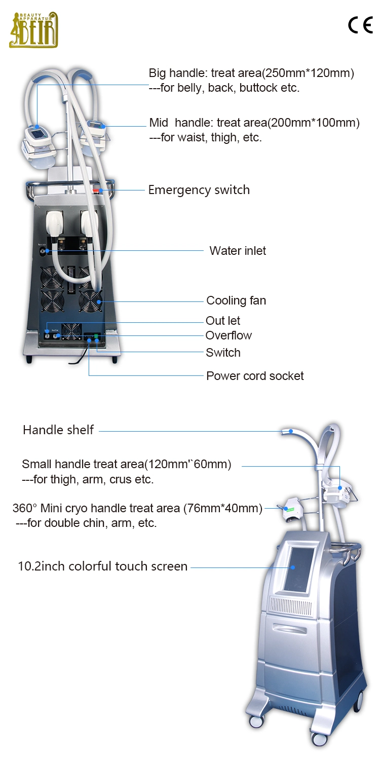 Zeltiq Cryolipolysis Criolipolisis Slimming Beauty Equipment Fat Freeze Brg80 4s Multifunction with Four Cryo Handles RF and Cavitation Handles