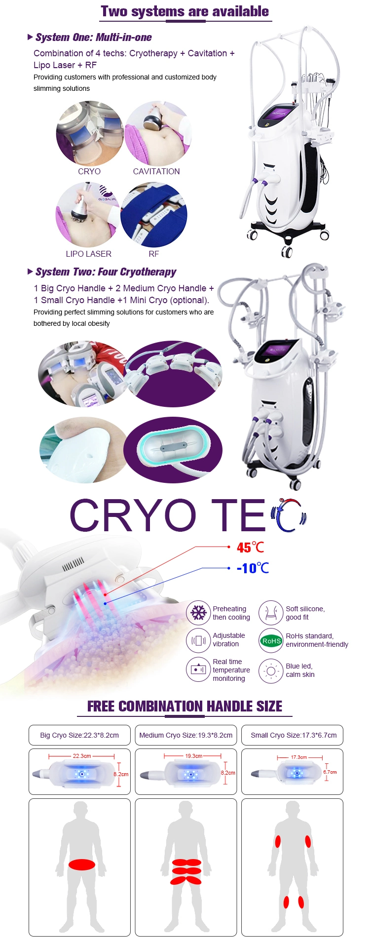 4 Cryo Handle Equipment Fat Removal Body Slimming Criolipolisis Slimming Machine