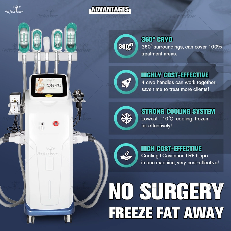 360&deg; Cryolipolysis Slimming Fat Freezing Weight Loss Freeze Cryo Lipo Laser Beauty Vacuum Cavitation System Lipolaser RF Cool Body Sculpting Machine