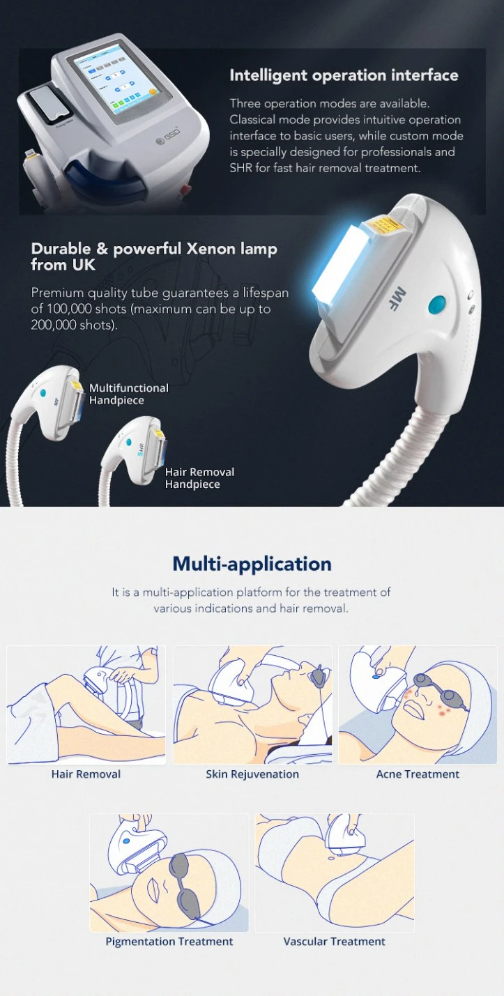 Gsd Multi Function Vertical IPL Device Fotofacial IPL Anti Acne Treatment Elight Machine Beauty Salon with Big Discount