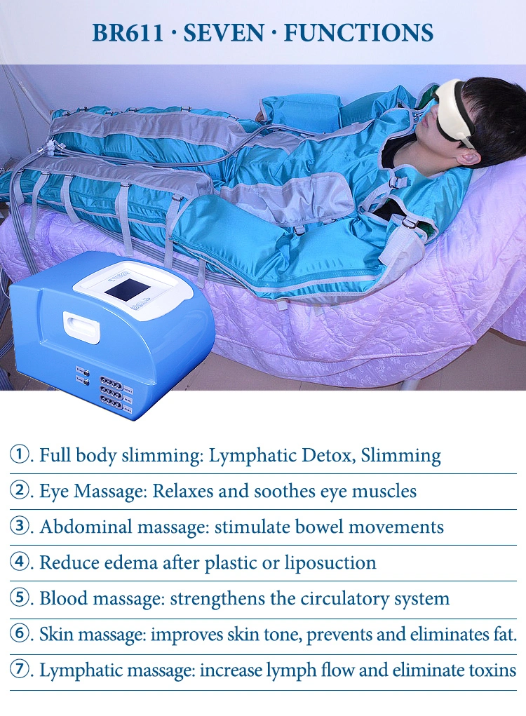 24 Air Bags Compression Pressure Massage Pressotherapy Heating Air Wave Pressure Body Slimming Lymphatic Detox Machine