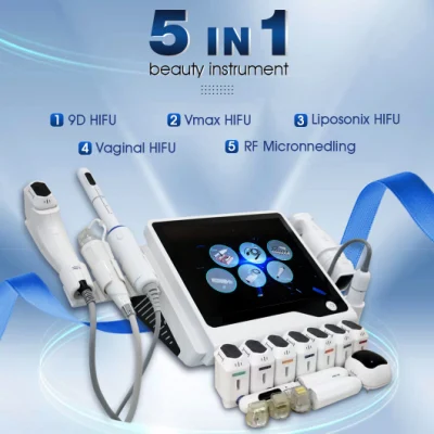 Multifunctional 5 in 1 9d Hifu Vmax Liposonix Skin Tightening Vagina Microneedle Fractional RF Wrinkle Removal Acne Scars Treatment Beauty Machine