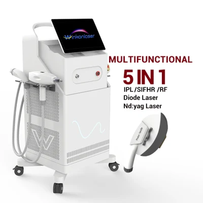 Multifunction 5 In1 IPL+ND: YAG Laser+ Diode Laser+ RF IPL Hair Removal Skin Rejuvenation Acne Pigmentation Treatment Machine Opt IPL Laser